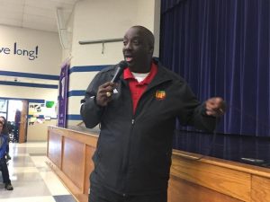 Ron Harris giving a motivational speech